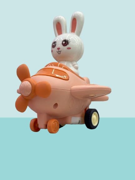 Cute Bunny Airplane Toy for Kids – Cartoon Rabbit Plane with Wheels | Fun Push Toy | Safe & Durable Toy for Toddlers