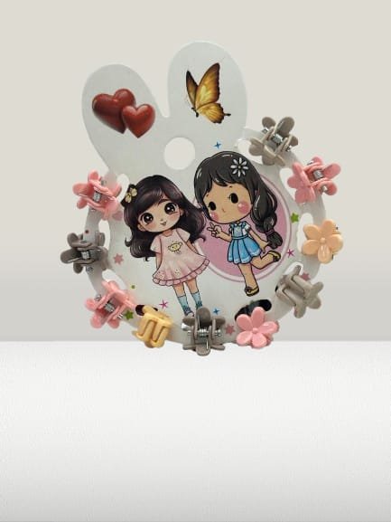 Cute Girls Cartoon Hair Clips Set – Butterfly & Flower Hair Accessories for Kids | Colorful Mini Hair Clamps Combo Pack