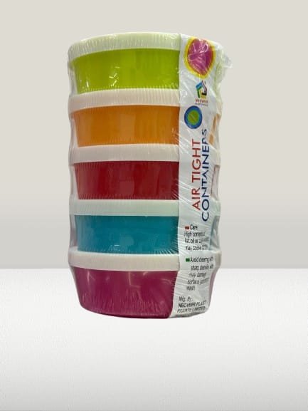 5-Piece Airtight Food Storage Container Set – Colorful Stackable Kitchen Boxes | Leakproof Plastic Containers for Snacks & Grocery Storage