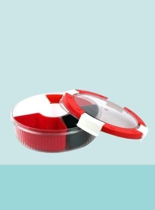 Round Multi-Compartment Snack Box – Airtight Food Storage Container with Lid | Portable Serving Tray for Dry Fruits & Snacks