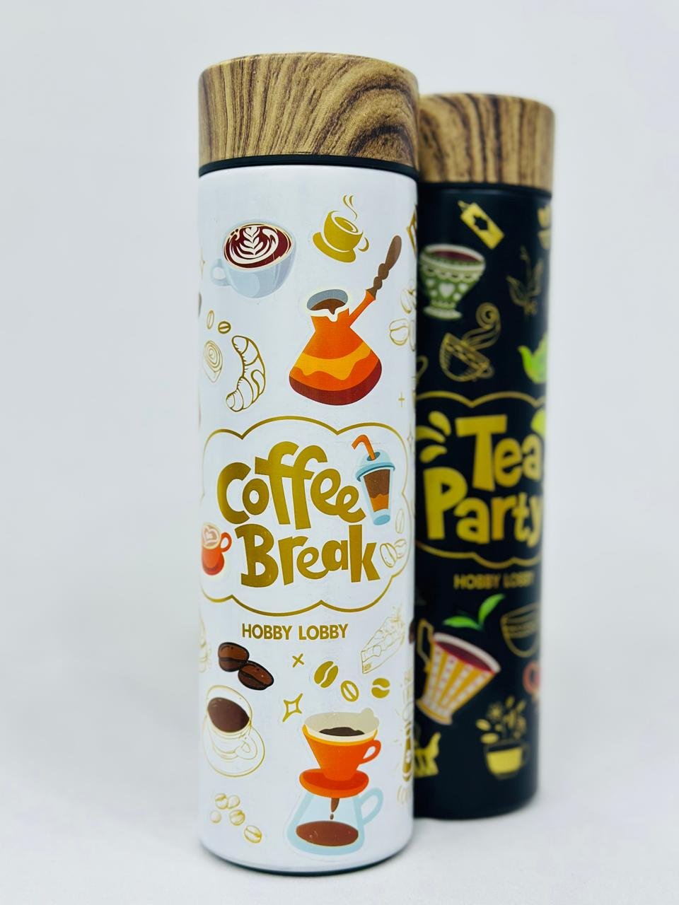 Coffee Break Insulated Travel Tumbler with Wooden Lid – Stylish Coffee-Themed Bottle by Hobby Lobby