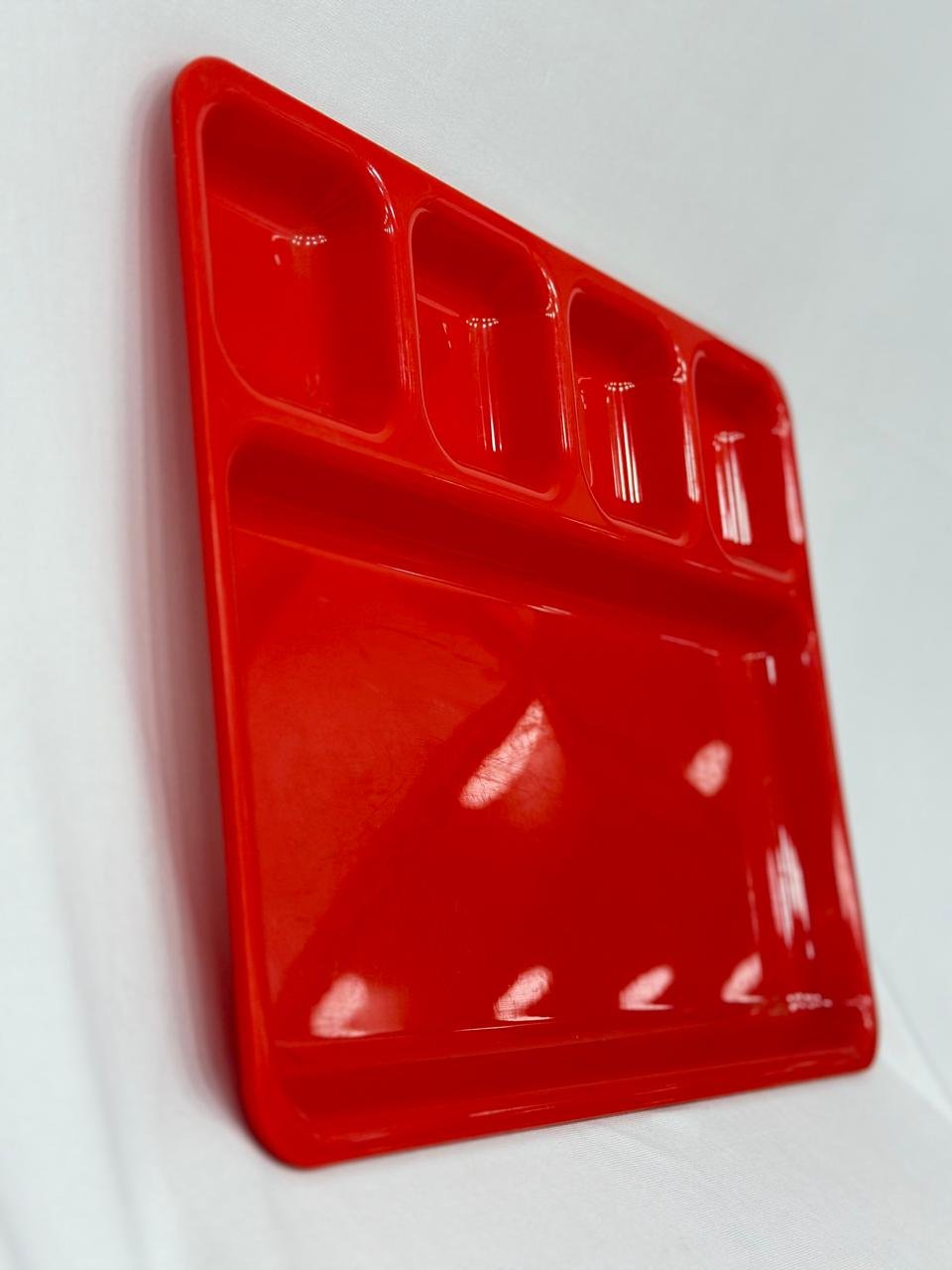 Multi-Section Plastic Serving Tray – Durable Snack & Food Organizer Plate (4 Compartments)