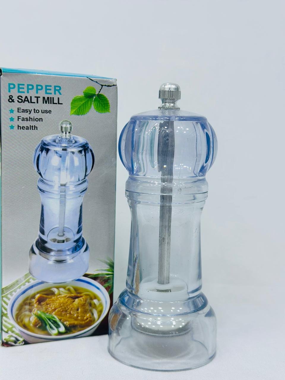 Manual Salt & Pepper Grinder – Transparent Spice Mill with Adjustable Coarseness for Kitchen Use