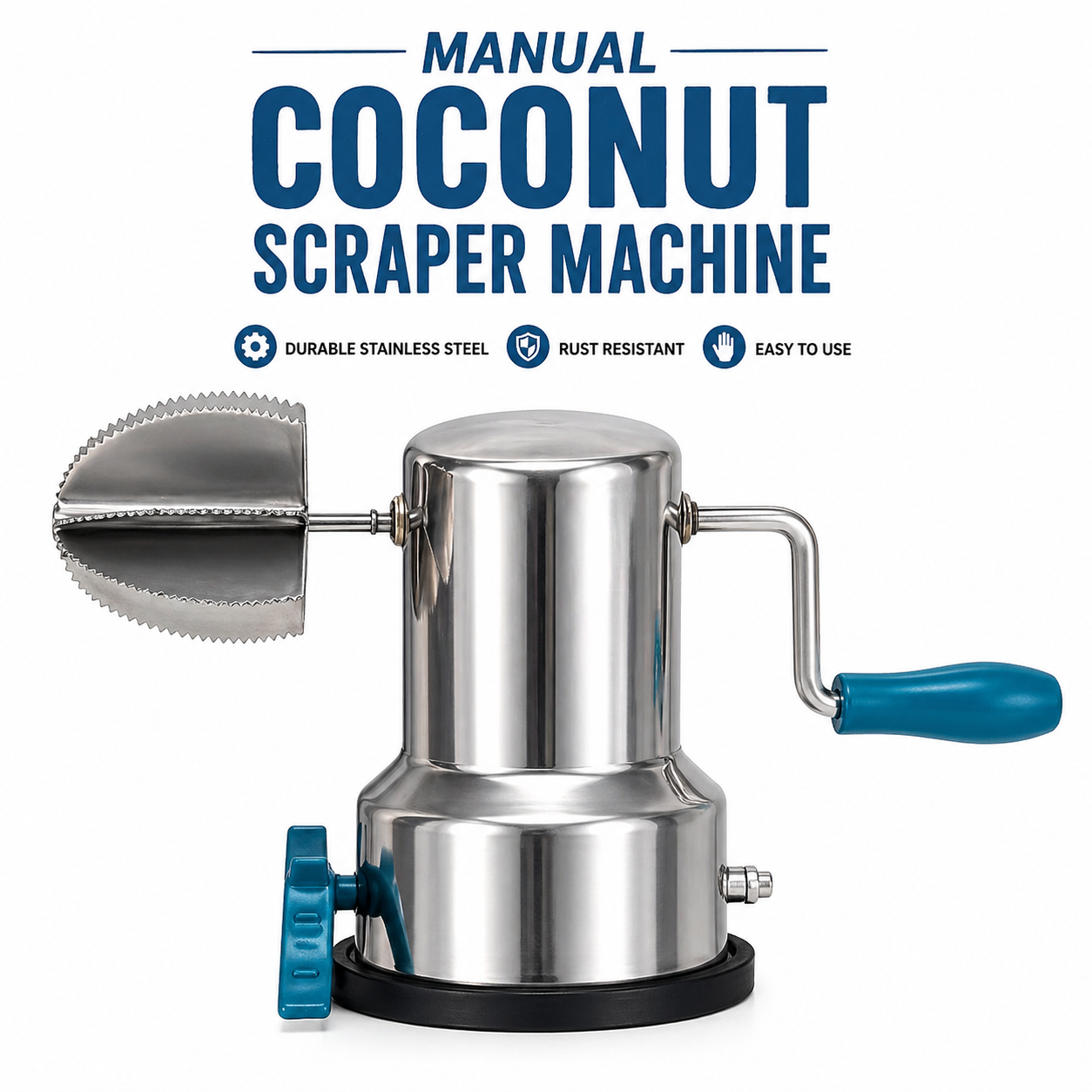 Manual Coconut Scraper Machine – Stainless Steel Hand Operated Coconut Grater | Kitchen Scraping Tool with Handle