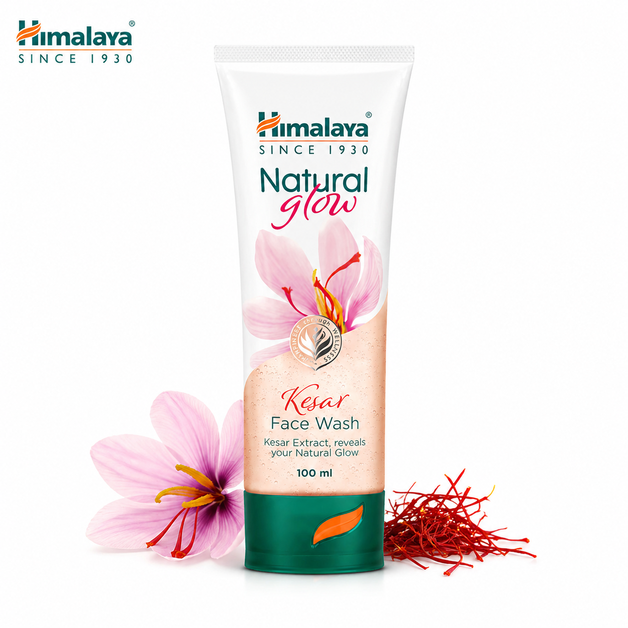 Himalaya Natural Glow Kesar Face Wash 100ml | Brightening & Gentle Cleansing Face Cleanser | Radiant Skin Glow Boost with Kesar Extract for All Skin Types