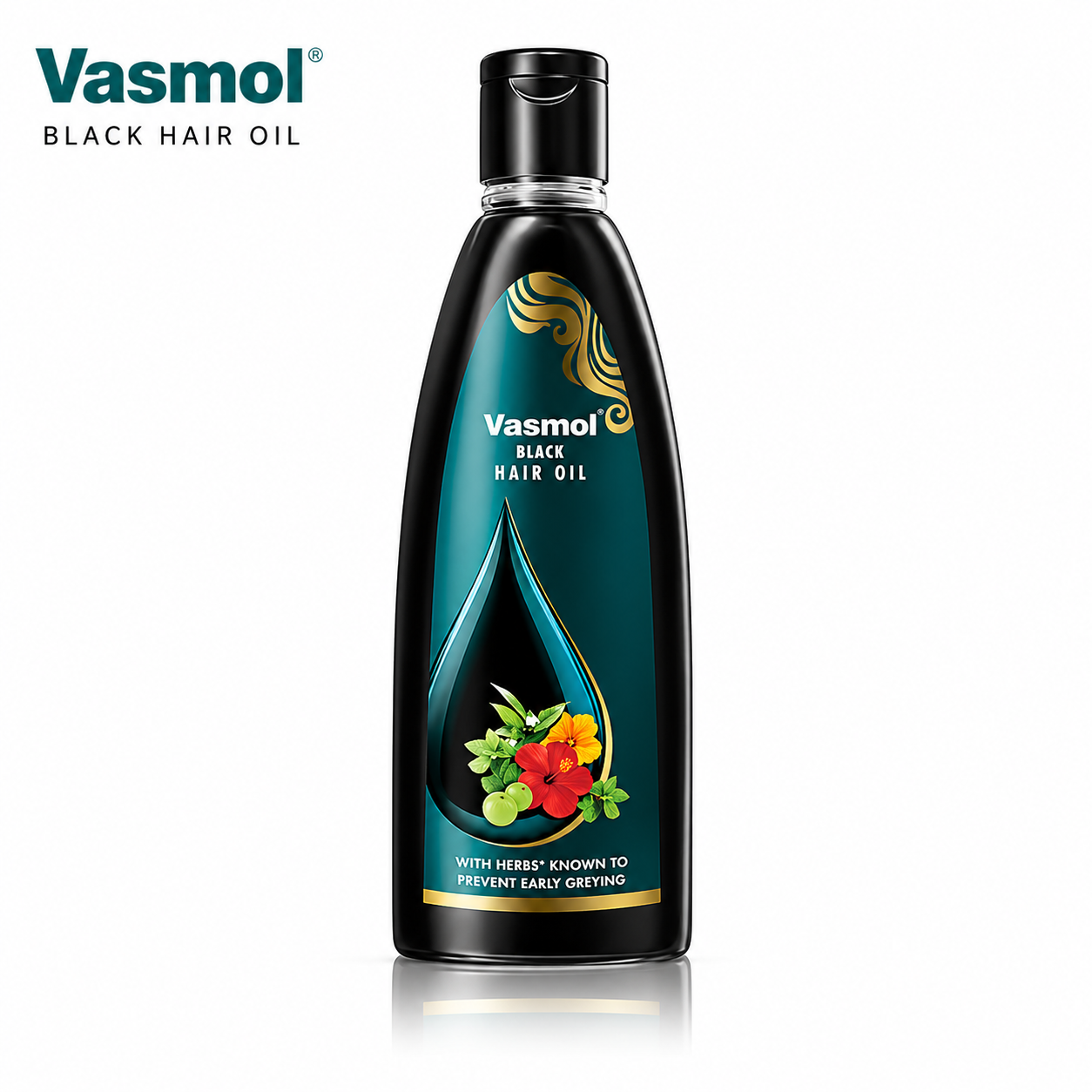 Vasmol Black Hair Oil 100ML | Herbal Hair Growth Oil with Amla, Bhringraj & Hibiscus | Prevents Grey Hair & Strengthens Roots for Healthy, Shiny Hair
