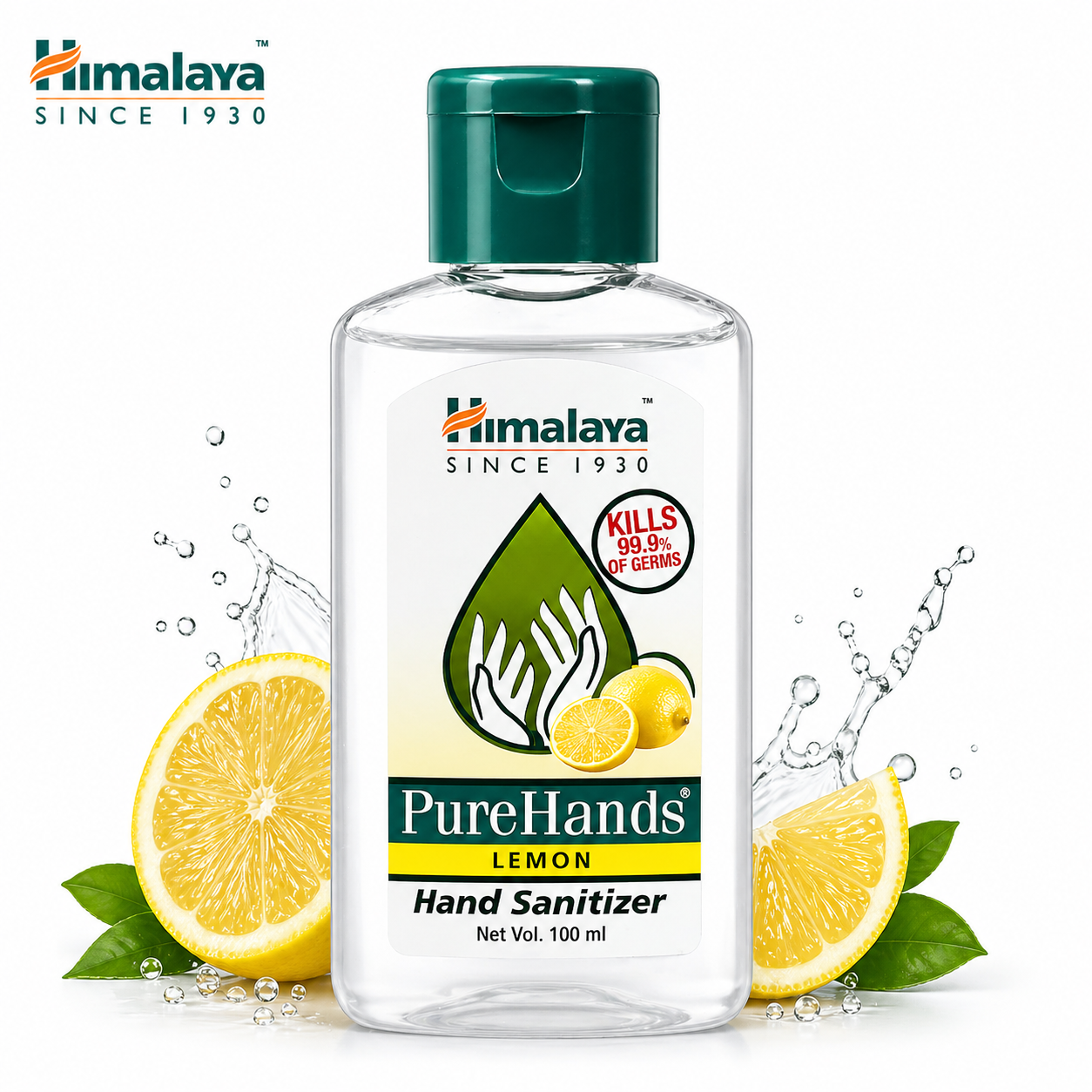 Himalaya Lemon Hand Sanitizer 100ml | Kills 99.9% Germs & Refreshes Hands | Non-Sticky Quick Dry Sanitizer for Daily Use & Travel