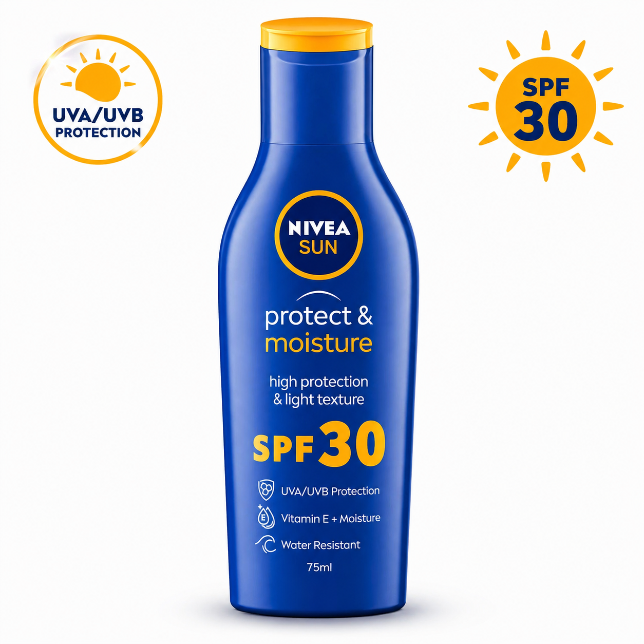 Nivea Sun Protect & Moisture SPF30 Sunscreen 75ml | UVA/UVB Protection with Hydration | Water Resistant Non-Greasy Daily Use