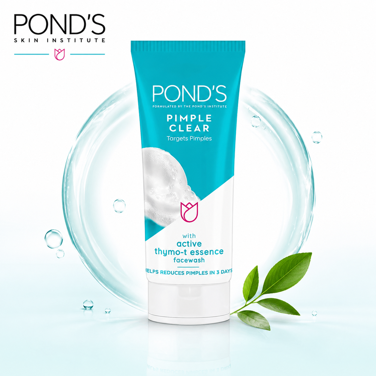 POND’S Pimple Clear Face Wash 100g | Acne Control Cleanser with Thymo-T Essence - Deep Cleansing & Pimple Reduction for Oily & Acne-Prone Skin