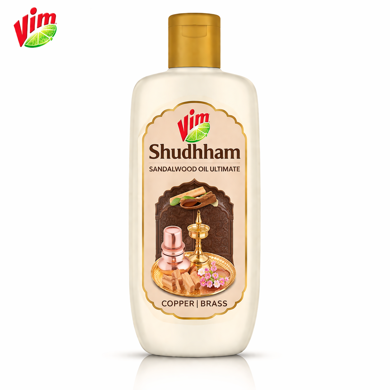 Vim Shudhhham Copper & Brass Cleaner Liquid 100ml | Removes Tarnish & Restores Shine | Gentle Sacred Metal Cleaner for Pooja Items & Utensils