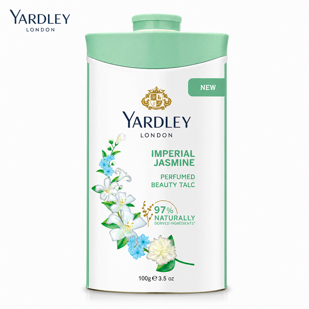 Yardley London Imperial Jasmine Talc 100g | Long-Lasting Floral Fragrance & Moisture Control | Silky Smooth Perfumed Body Powder for Daily Use