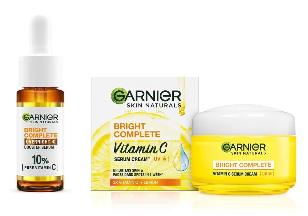 Garnier Bright Complete Vitamin C UV Cream 23g | Brightening Face Cream with Sun Protection & Dark Spot Reduction | Daily Glow Moisturizer for All Skin TypesGarnier Bright Complete Vitamin C UV Cream 23g | Brightening Face Cream with Sun Protection & Dark