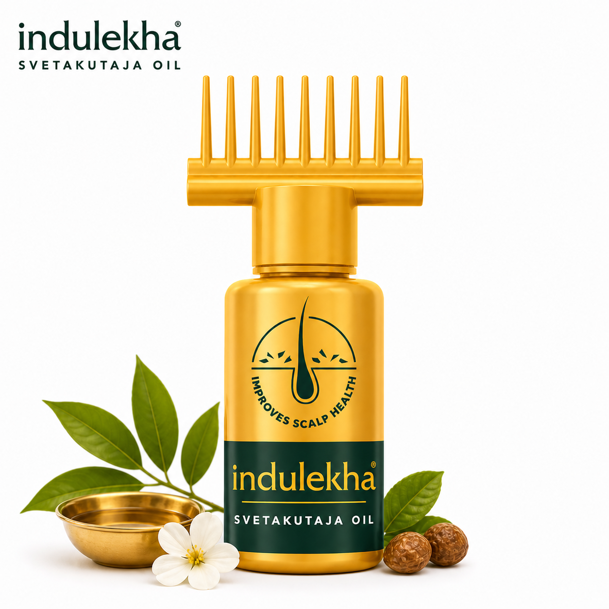 Indulekha Svetakutaja Ayurvedic Hair Oil 50ml | Reduces Hair Fall & Strengthens Roots | Improves Scalp Health for Strong, Healthy Hair