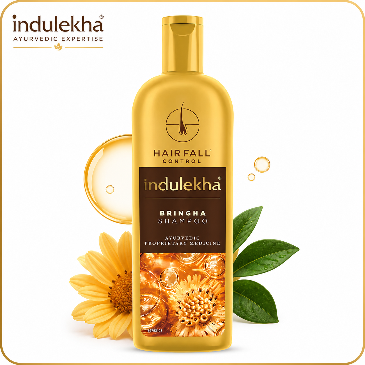 Indulekha Bringha Ayurvedic Shampoo 200ml | Hair Fall Control & Strong Hair Growth | Herbal Scalp Nourishing Shampoo for Healthy Hair