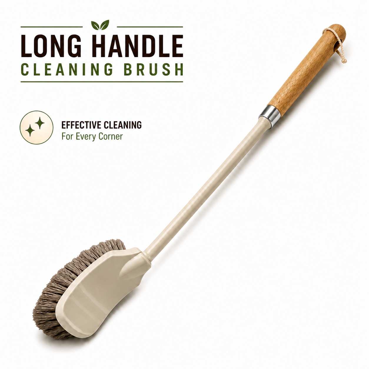 Long Handle Cleaning Brush with Wooden Grip | Multi-Purpose Scrub Brush for Bathroom, Floors & Kitchen | Durable Deep Cleaning Tool for Hard-to-Reach Areas