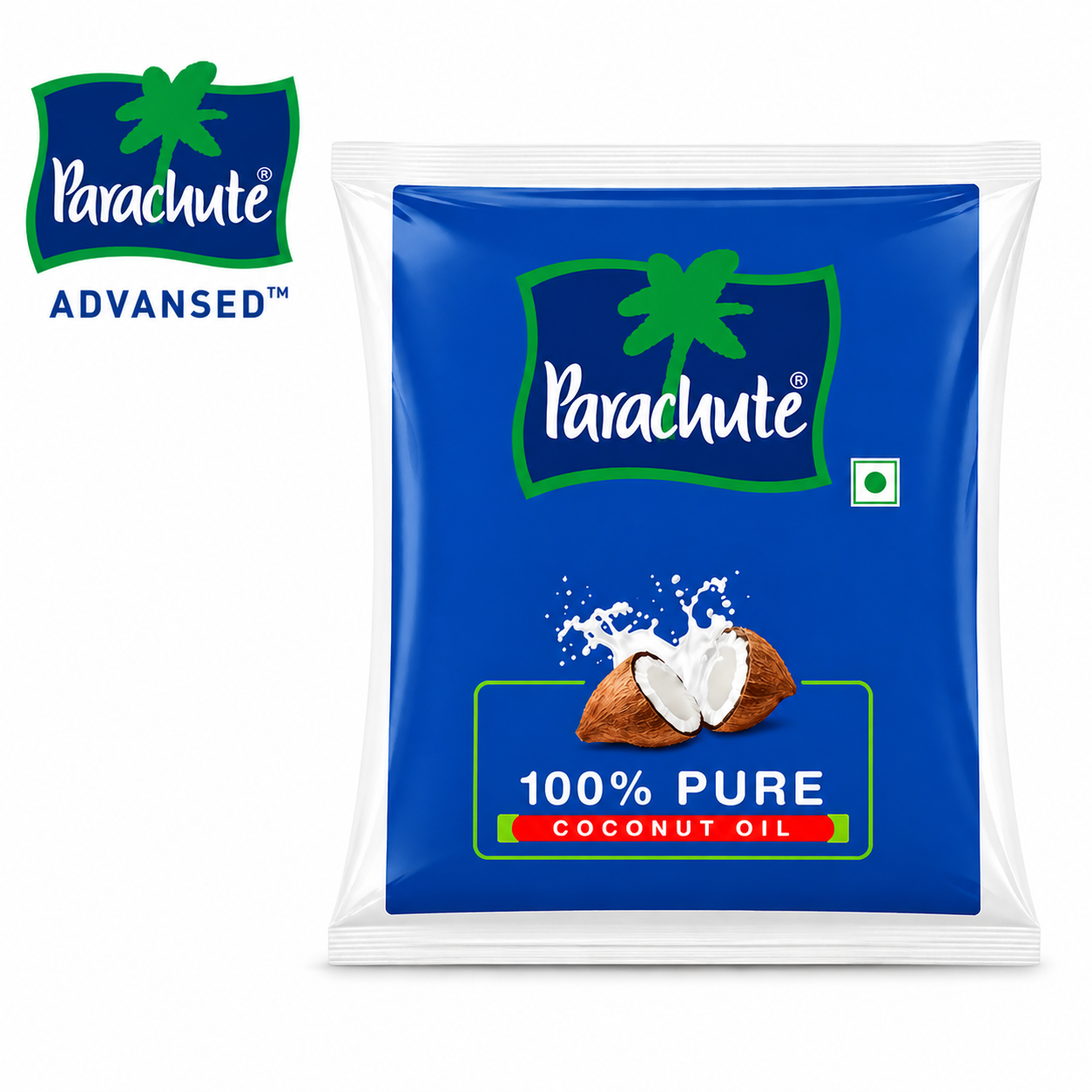 Parachute 100% Pure Coconut Oil 500ml Pouch | Natural Hair Care, Skin Moisturizer & Cooking Oil for Healthy Family Use