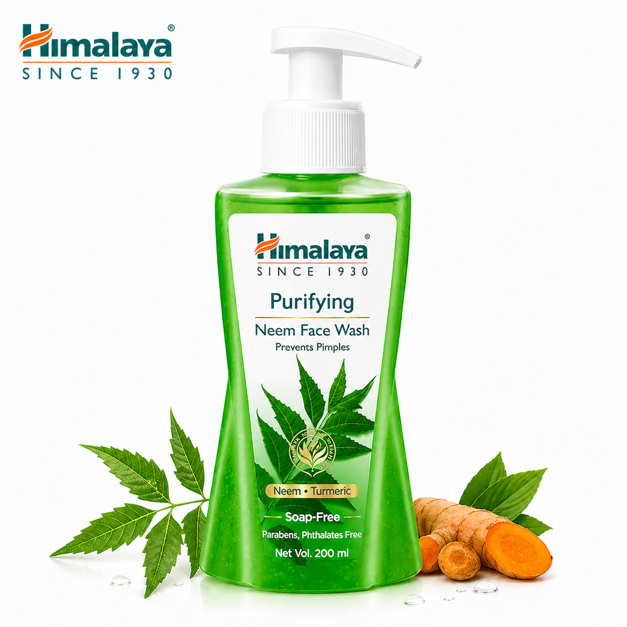 Himalaya Purifying Neem Face Wash 200ml | Anti-Pimple Oil Control Cleanser with Neem & Turmeric | Deep Cleansing Face Wash for Clear Skin