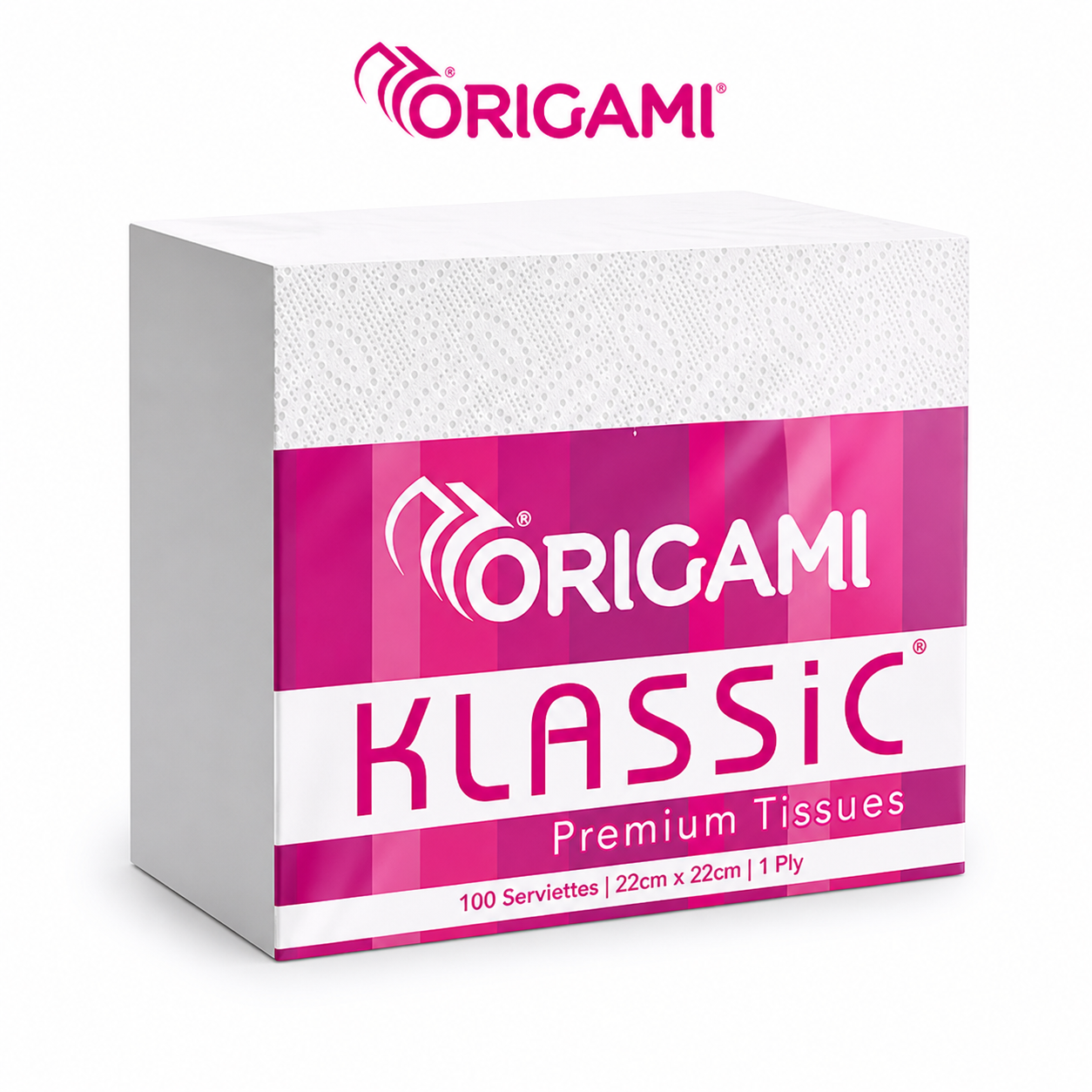 Origami Klassic Premium Tissues 100 Serviettes | Soft & Highly Absorbent Napkins for Home, Office & Travel Use