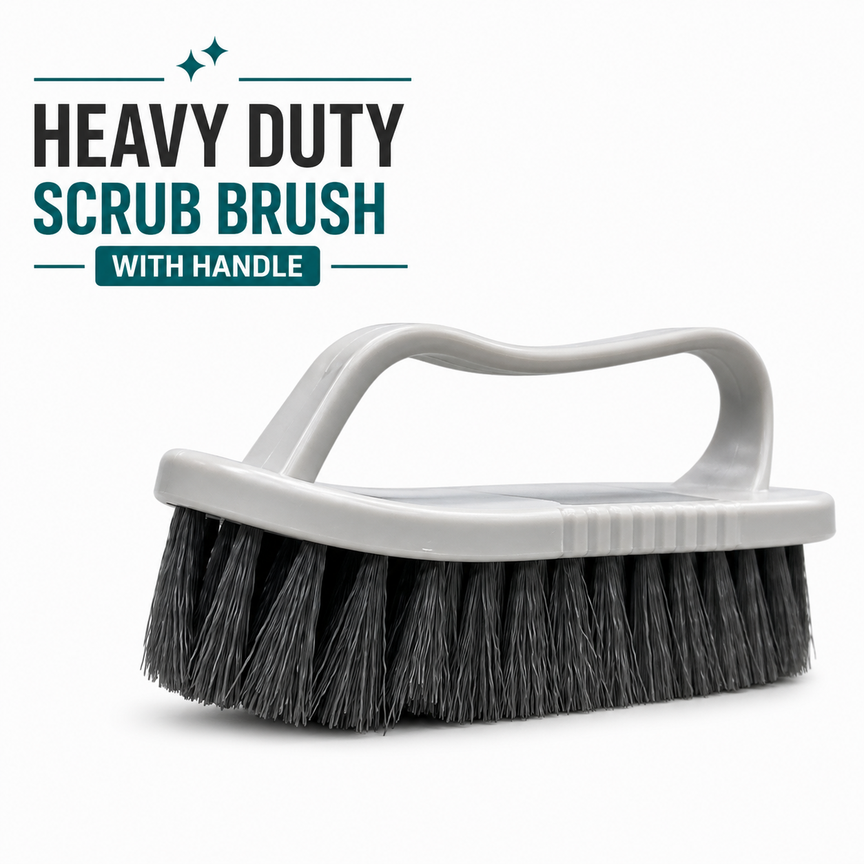 Heavy Duty Scrub Brush with Handle | Hard Bristle Cleaning Brush for Floors, Tiles & Bathroom | Durable Multi-Purpose Deep Cleaning Tool