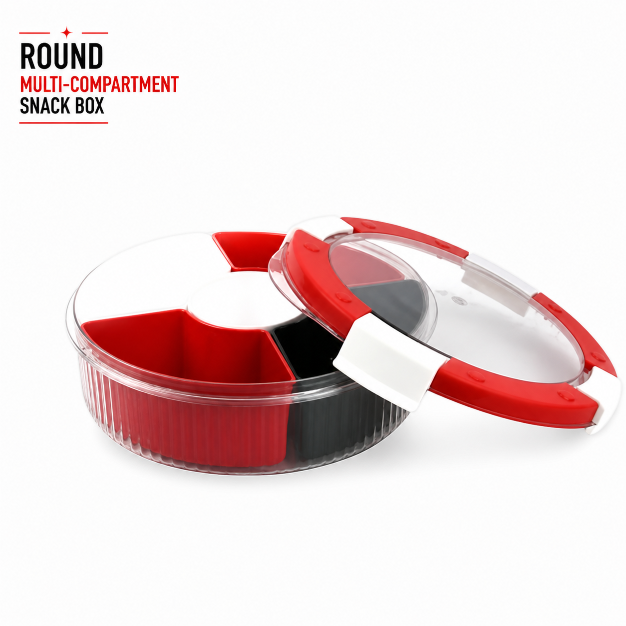 Round Multi-Compartment Snack Box with Airtight Lid | Portable Food Storage Container for Dry Fruits, Snacks & Travel | Leakproof Serving Organizer