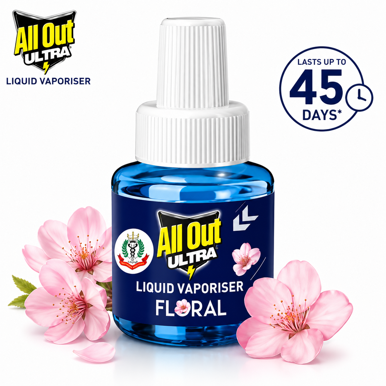 All Out Ultra Mosquito Repellent Refill 45ml | Floral Fragrance Liquid Vaporizer for Fast Action, Long Lasting Protection & Fresh Indoor Air