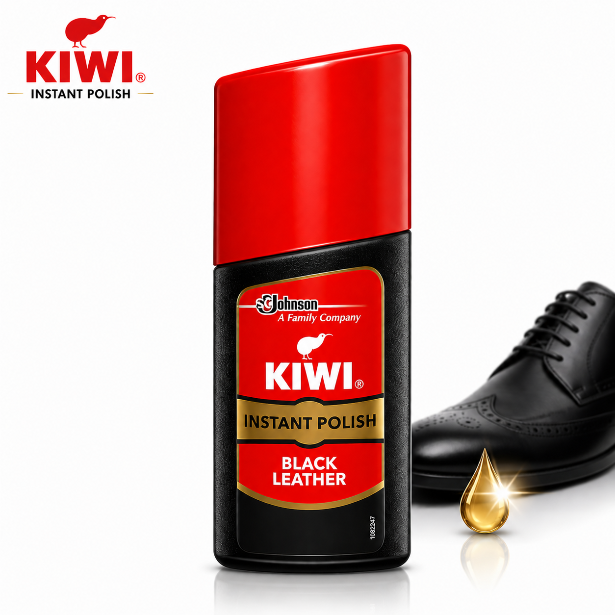 Kiwi Black Leather Liquid Instant Polish 40ml | Quick Shine, Nourish & Protect Shoes, Bags & Jackets – Easy No Mess Applicator