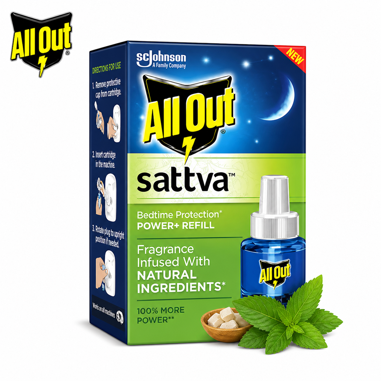 All Out Ultra Sattva Bedtime Mosquito Repellent Refill 45ml | Night Protection, Soothing Fragrance & Long-Lasting Power+ Formula