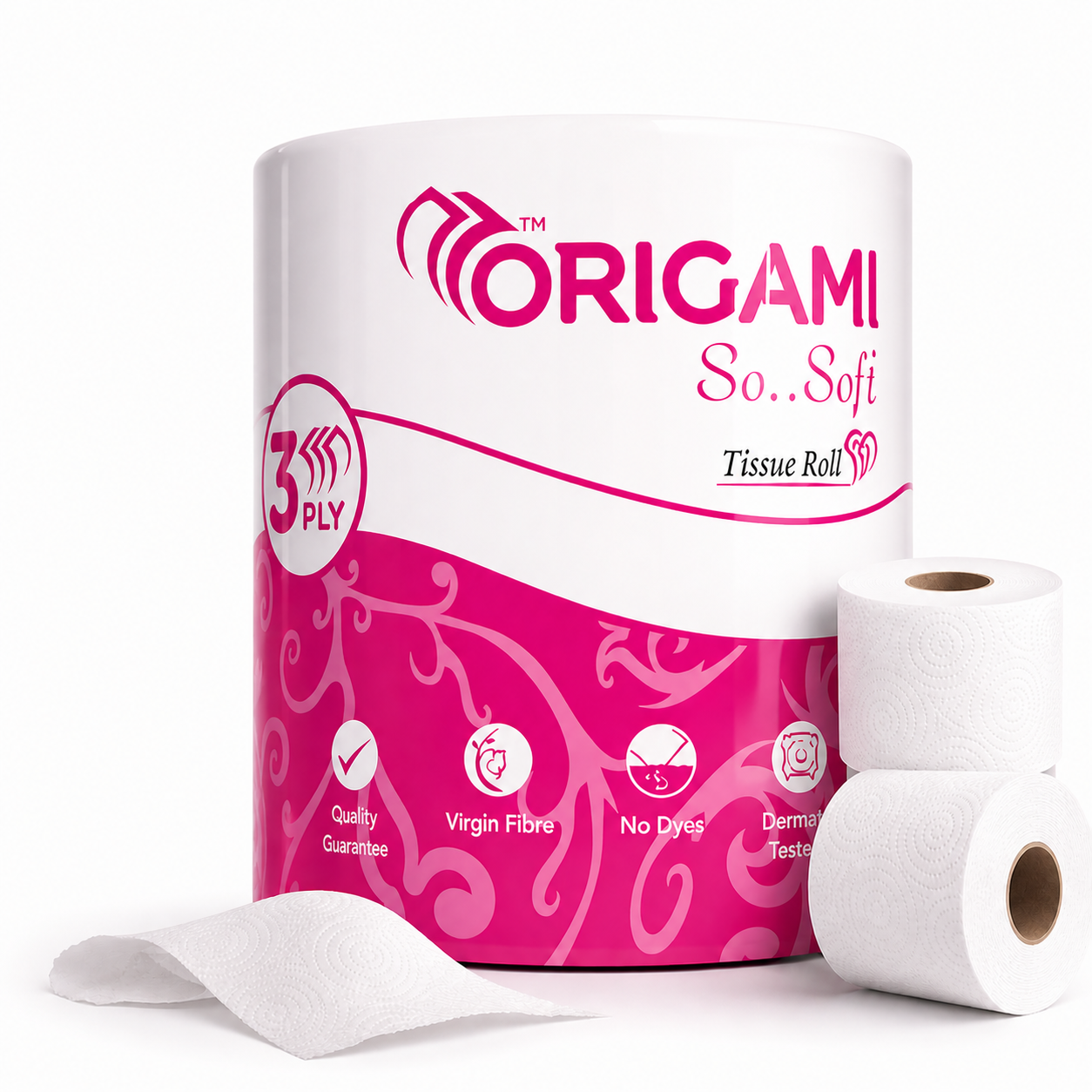 Origami Super Soft Tissue Roll | 3 Ply Premium Toilet Paper & Multipurpose Tissue | Ultra Absorbent, Strong & Hygienic for Home, Office & Travel