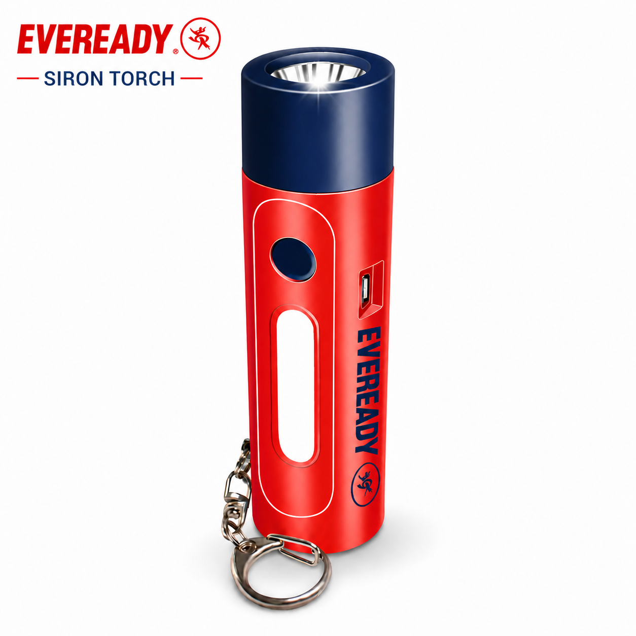 Eveready Siren Rechargeable Torch | Compact LED Flashlight with USB Charging & Keychain | Bright Portable Emergency Light for Home, Travel & Outdoor Use