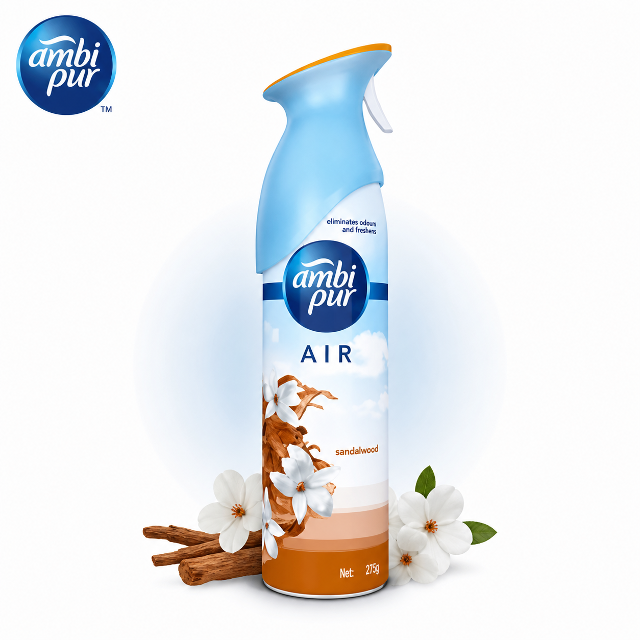 Ambi Pur Air Sandalwood Spray 275g | Long-Lasting Room Freshener | Odor Eliminator Air Spray for Home, Office & Bathroom