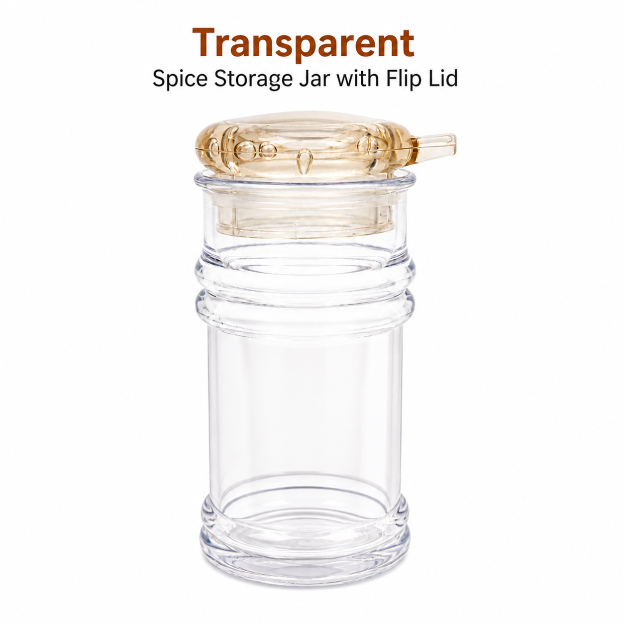 Transparent Spice Storage Jar with Flip Lid | Airtight Kitchen Container for Salt, Pepper & Seasonings – Clear, Durable & Space-Saving Organizer