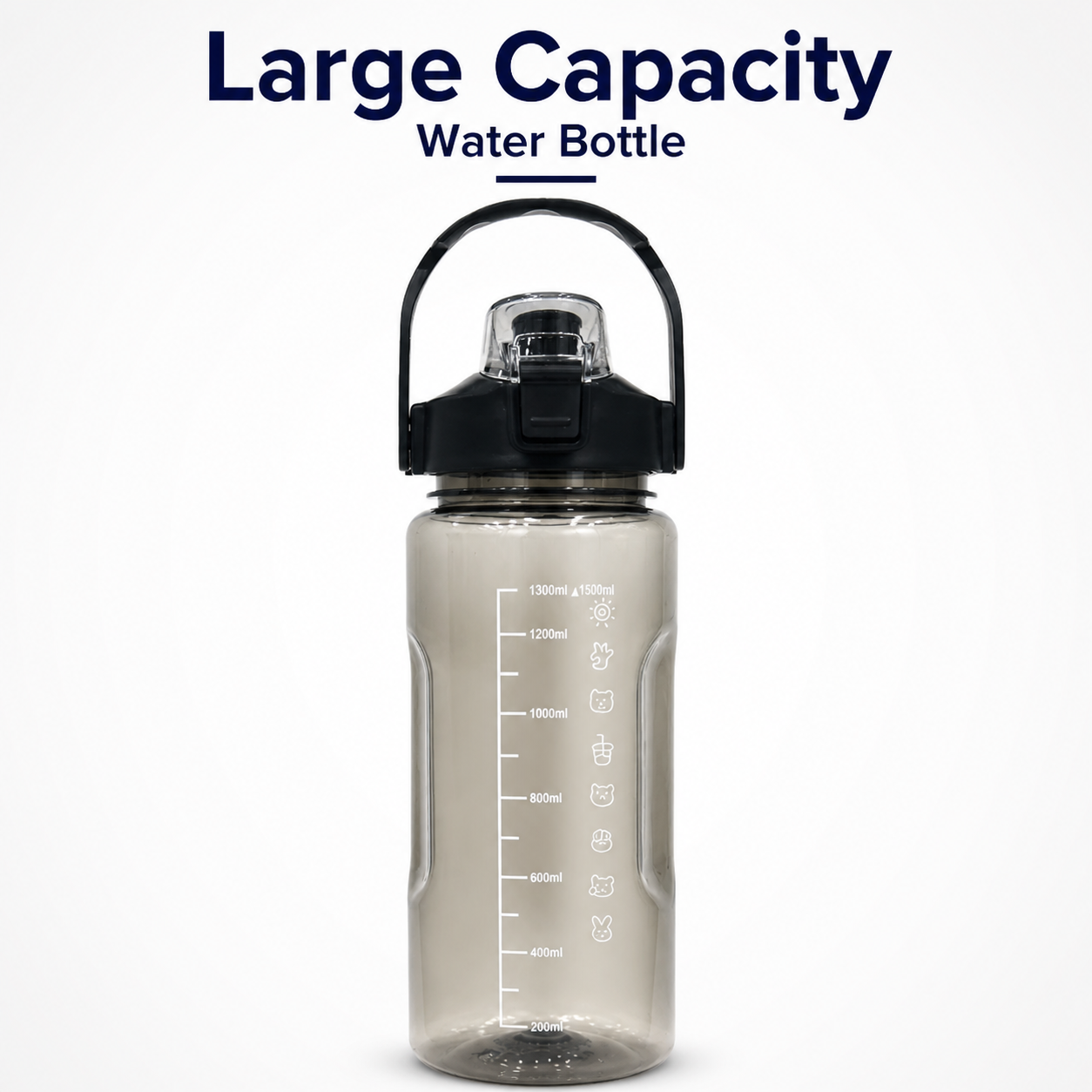 1500ml Large Capacity Water Bottle with Time Markings | Motivational Leakproof BPA-Free Gym Bottle with Handle – Hydration Tracker for Fitness, Office & Outdoor Use