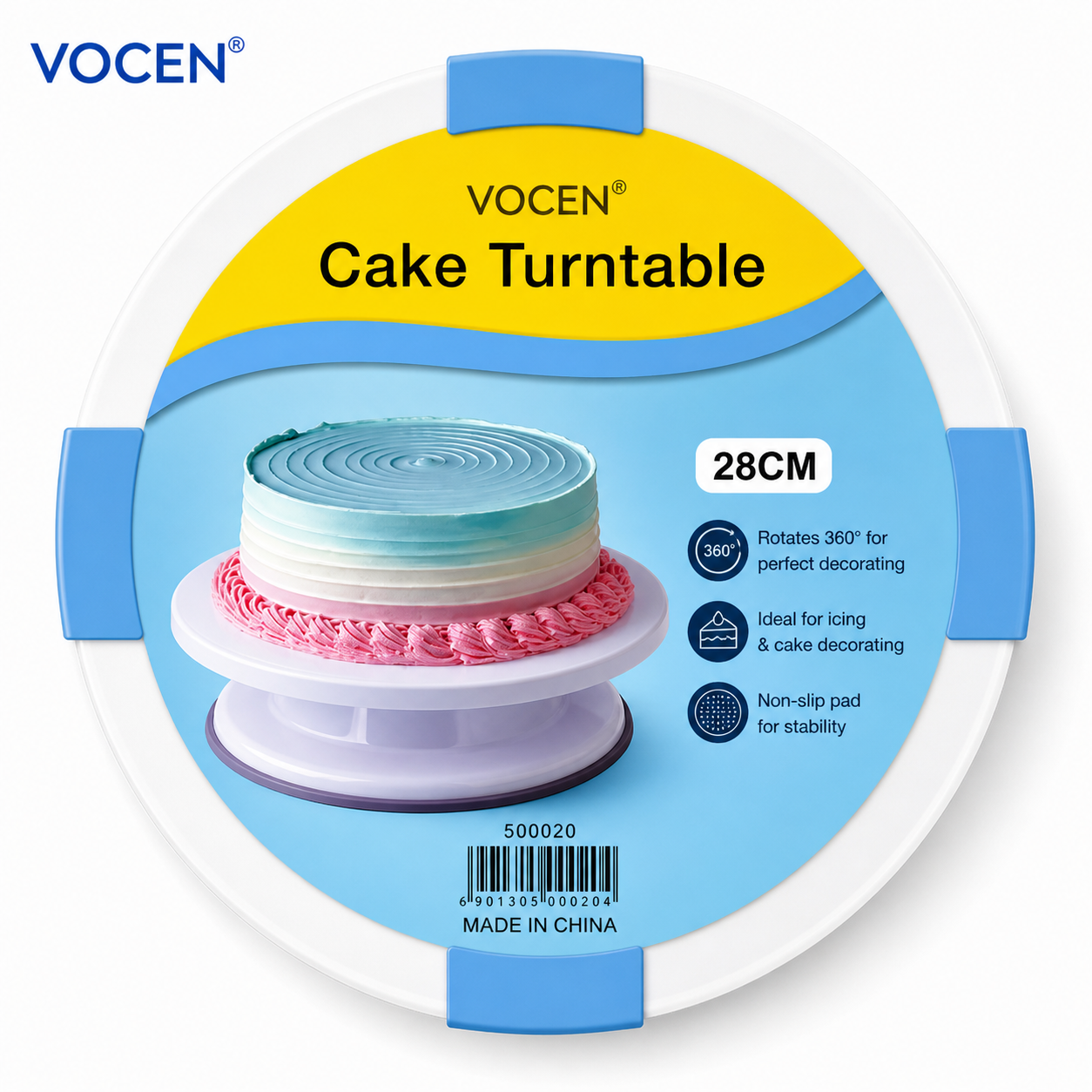 Cake Turntable 28cm | 360° Rotating Cake Decorating Stand – Non-Slip Icing & Baking Turntable for Home Bakers & Professionals