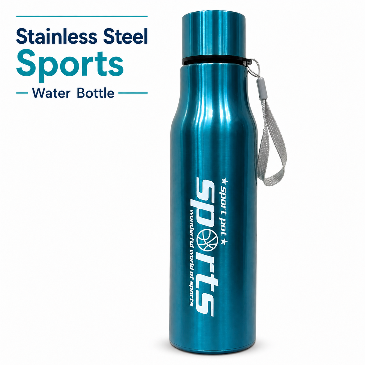 Stainless Steel Sports Water Bottle | Leakproof Metal Bottle with Strap – Insulated, Durable & Portable for Gym, Travel & Outdoor Use