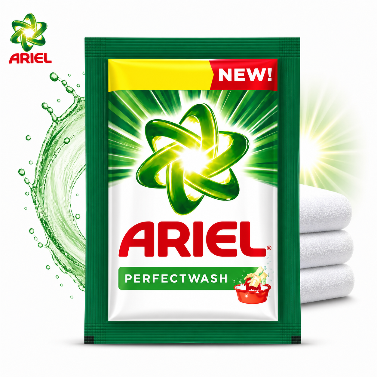 Ariel Perfect Wash Detergent Powder 65G | Deep Clean Stain Removal & Bright Clothes – Machine & Hand Wash for Everyday Laundry
