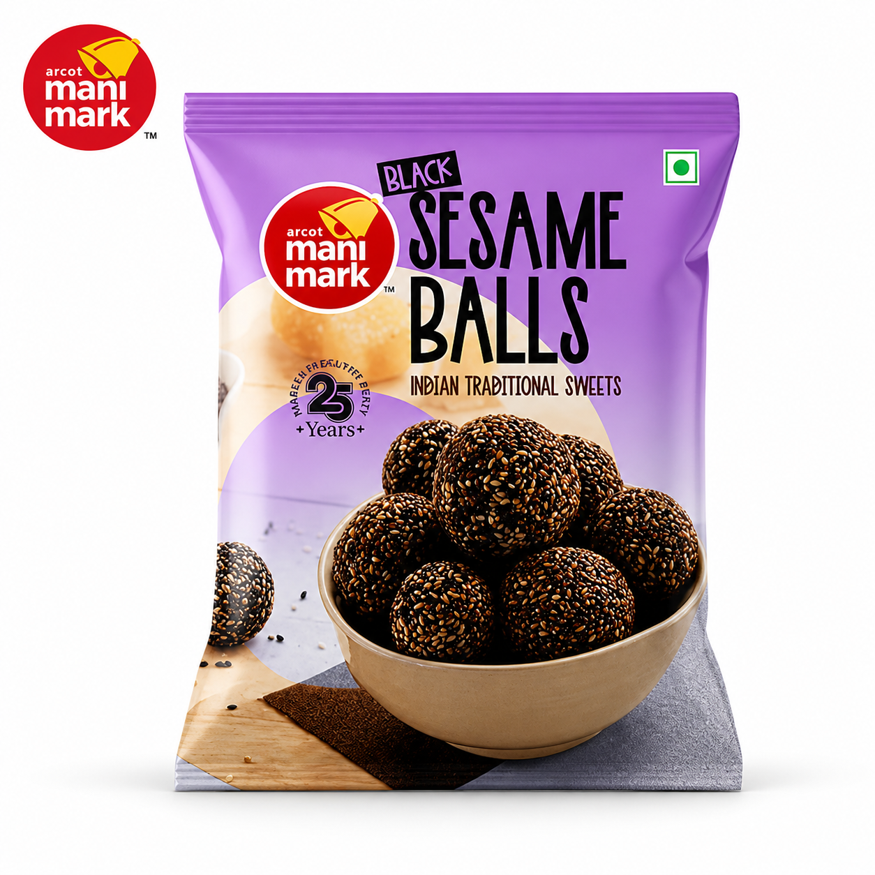 Mani Mark Black Sesame Balls | Traditional Indian Til Ladoo with Jaggery – Healthy Energy Snack Rich in Nutrients for Kids & Adults