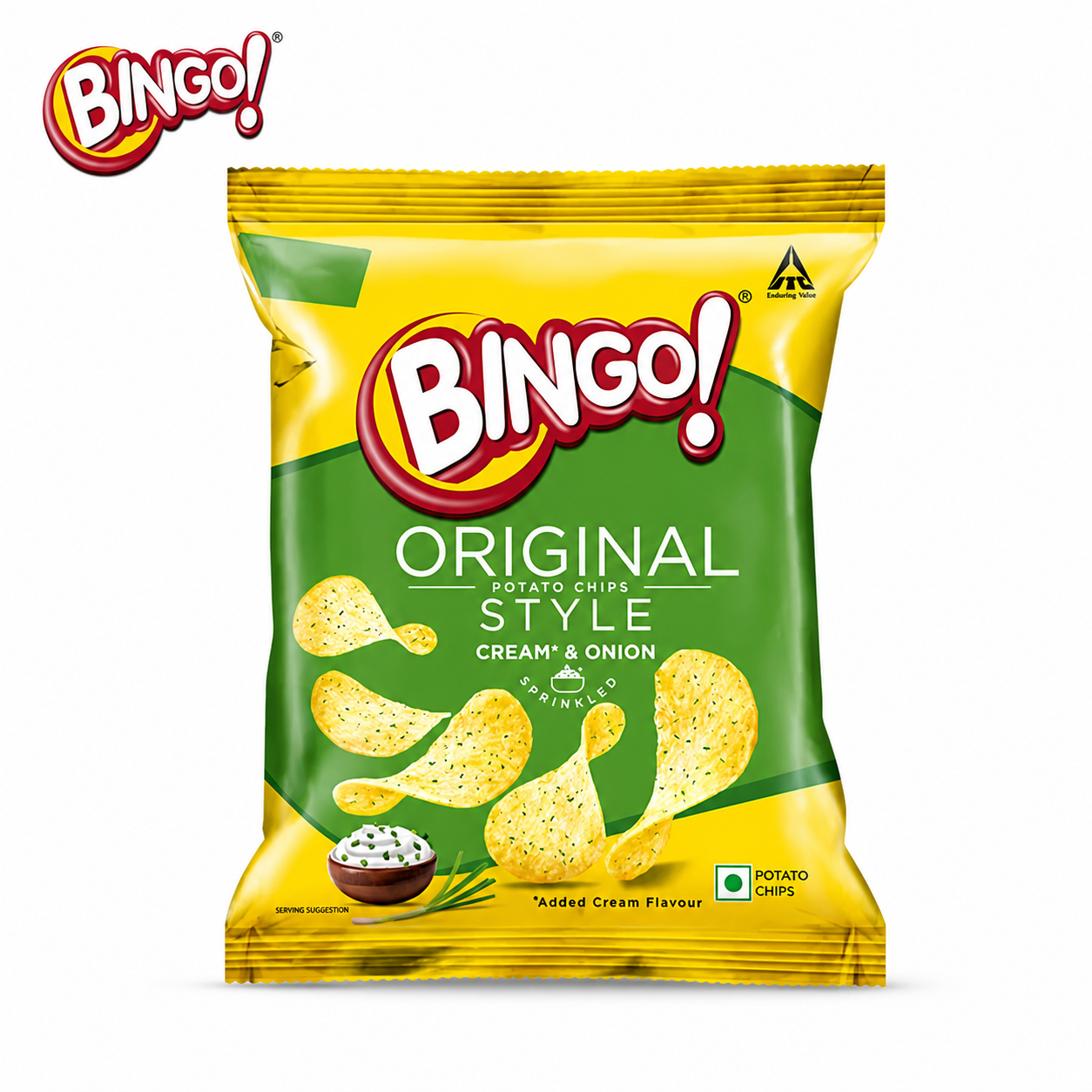 Bingo Original Style Cream & Onion Potato Chips 21G | Crispy Creamy Snack – Tangy Onion Flavor for Parties, Movies & On-the-Go