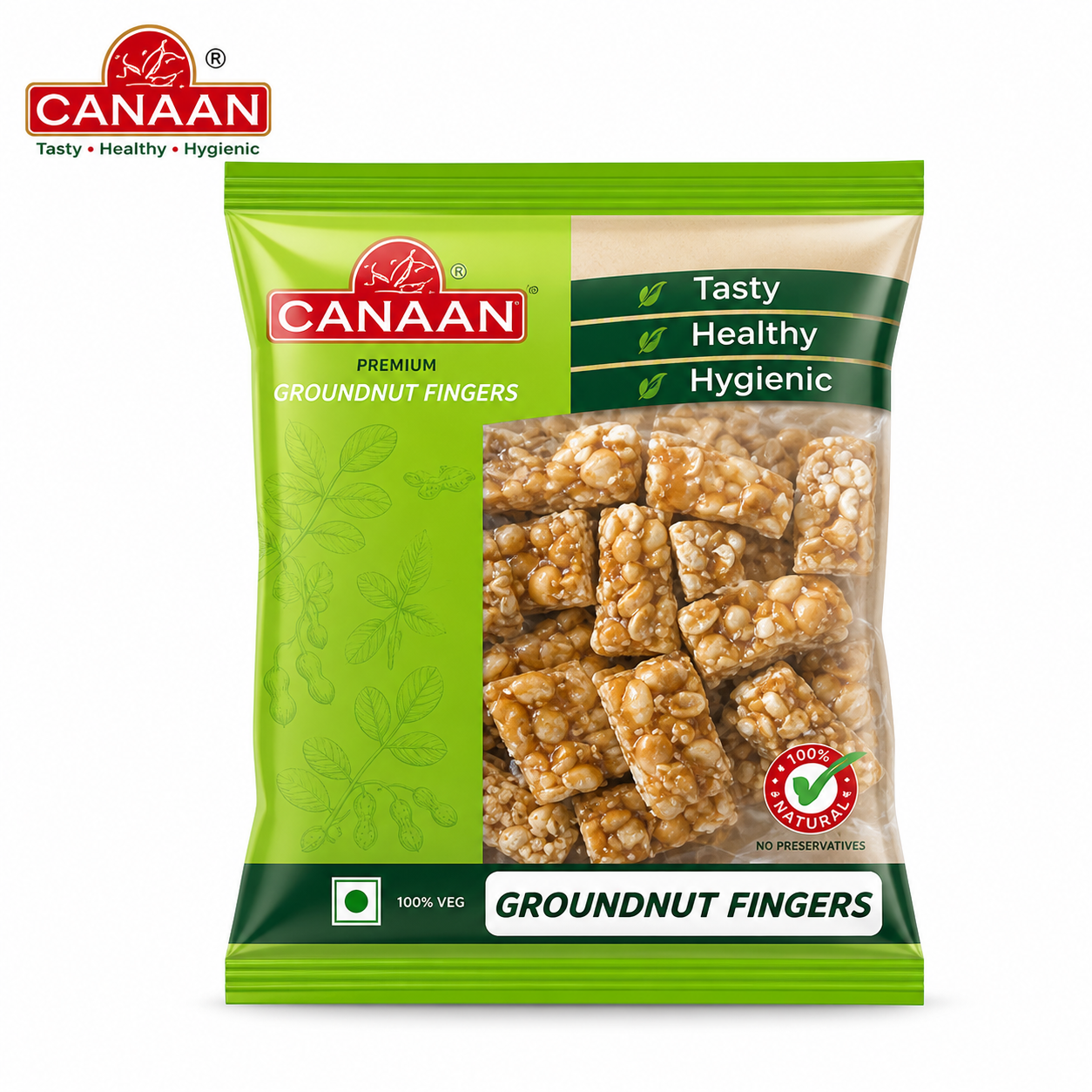 Canaan Groundnut Cake 16 Pcs | Crunchy Peanut Chikki Bites – High Protein Healthy Snack | Hygienic Traditional Sweet for Kids & Adults
