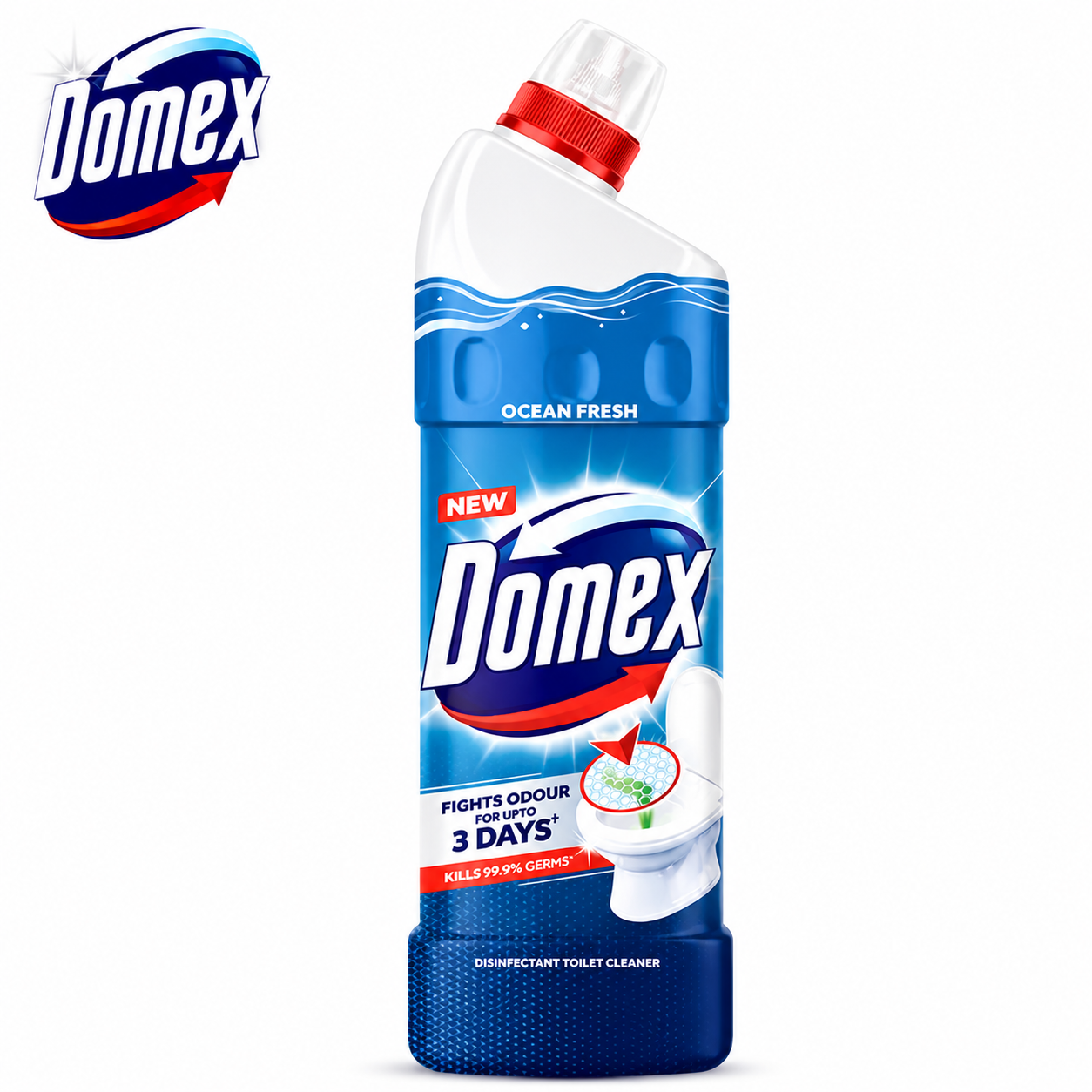 Domex Ocean Fresh Disinfectant Toilet Cleaner 475ml | Kills 99.9% Germs & Removes Tough Stains – Long Lasting Freshness & Odour Control