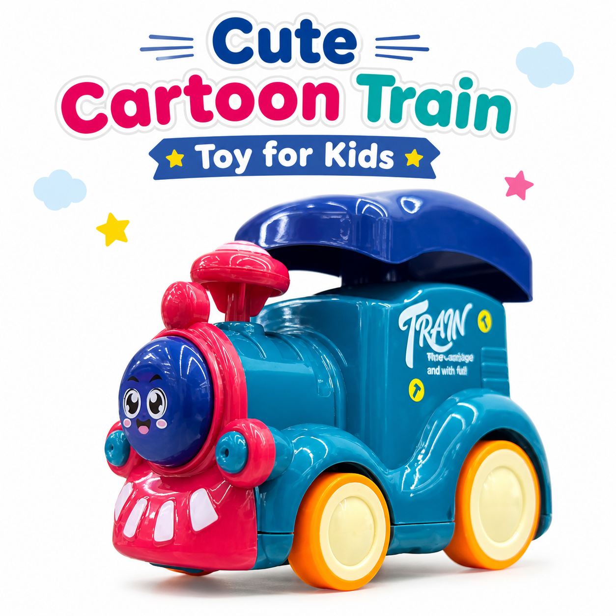 Cute Cartoon Train Toy for Kids – Mini Rolling Engine Toy with Wheels | Colorful Push Toy | Fun Learning Toy for Toddlers