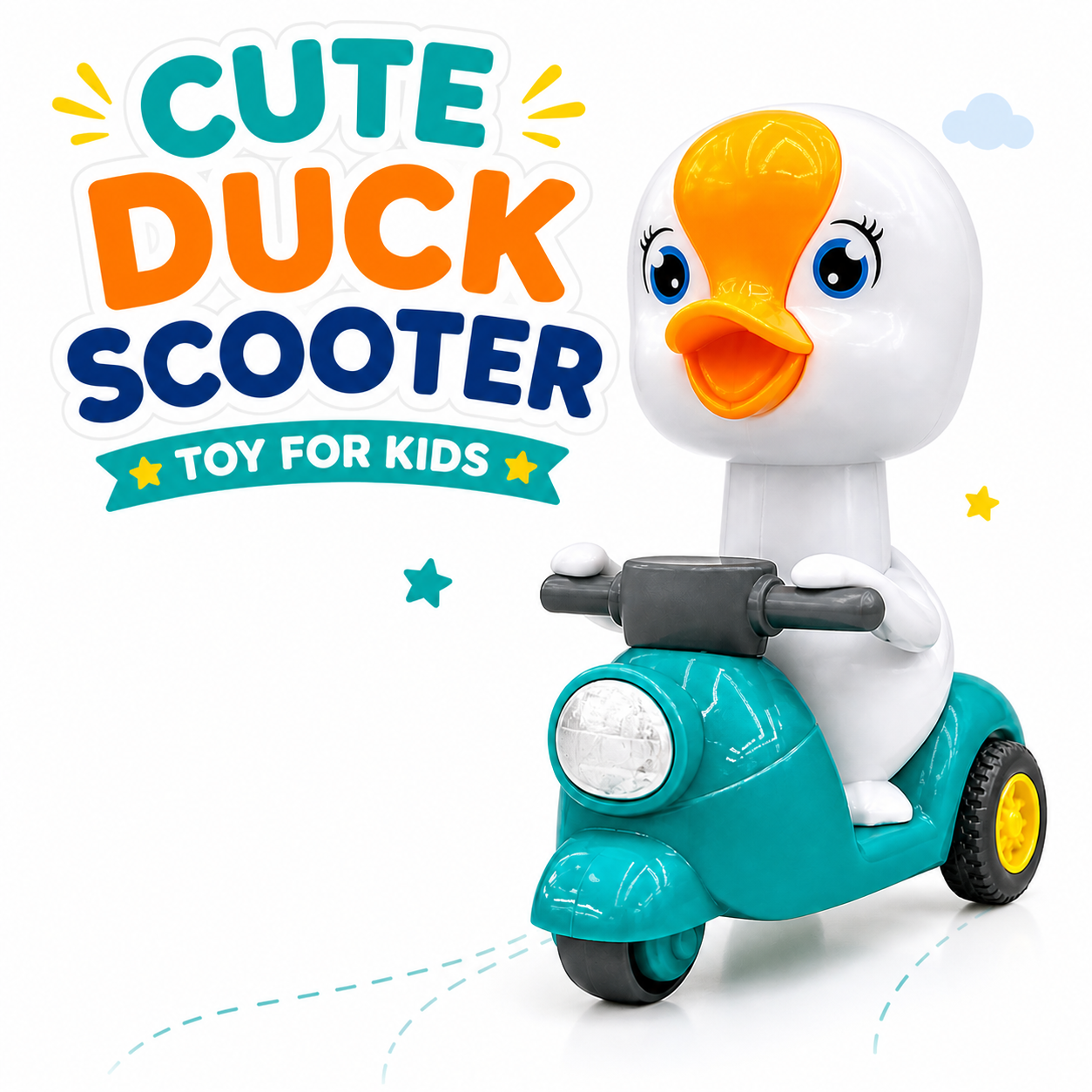 Cute Duck Scooter Toy for Kids | Cartoon Duck Push & Ride Toy with Wheels – Fun Rolling Toddler Toy for Boys & Girls, Indoor & Outdoor Play