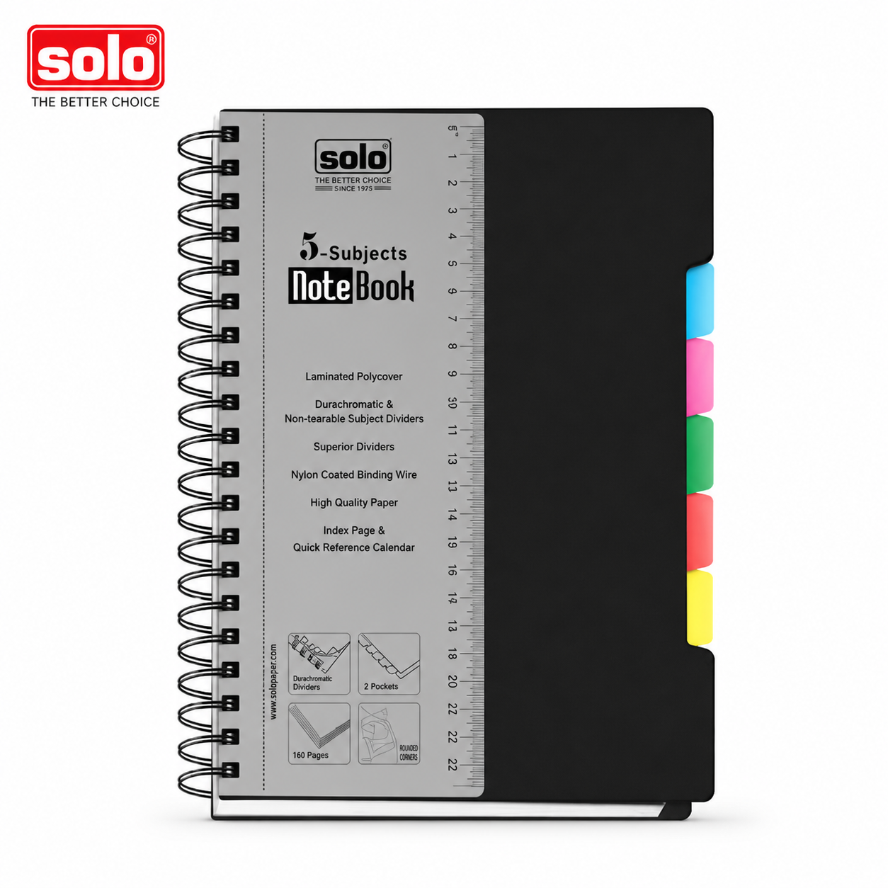 Shape Nexus 5 Subject Notebook 300 Pages – Multi Section Spiral Note Book with Dividers | Premium Quality for Students, Office, Planning & Study