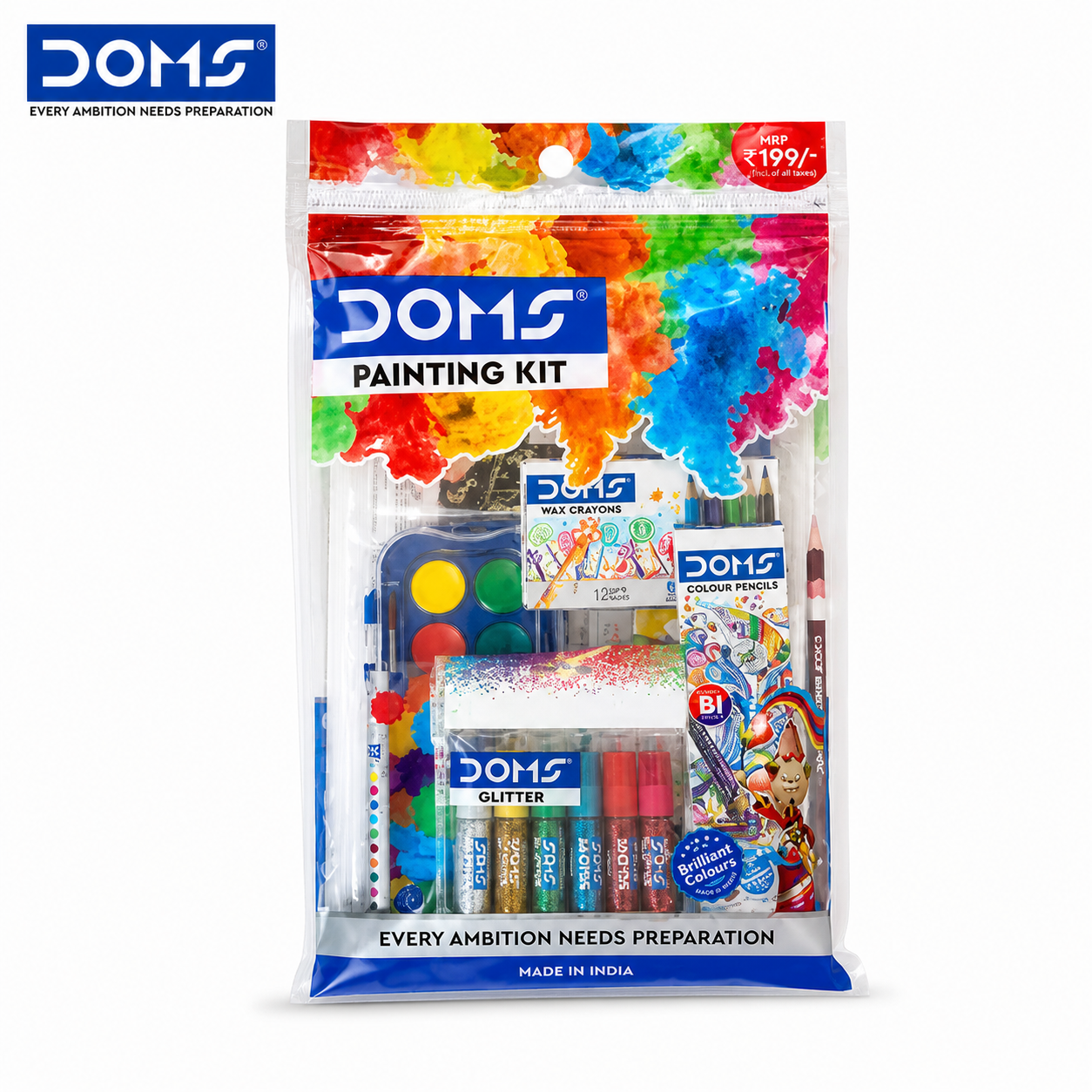 DOMS Painting Kit for Kids | Complete Art & Craft Set with Colours, Crayons, Pencils & Brushes | Safe & Non-Toxic Creative Kit for Students, School Projects & Gifting