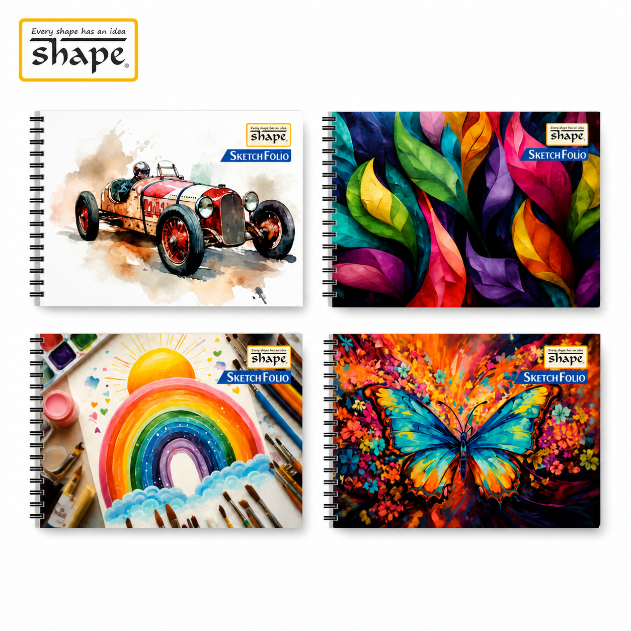 Shape Sketchfolio 36 Pages Sketchbook | 140 GSM Premium Drawing Book with Spiral Binding & Butter Paper | Ideal for Artists, Students & Sketching, Watercolor, Mixed Media