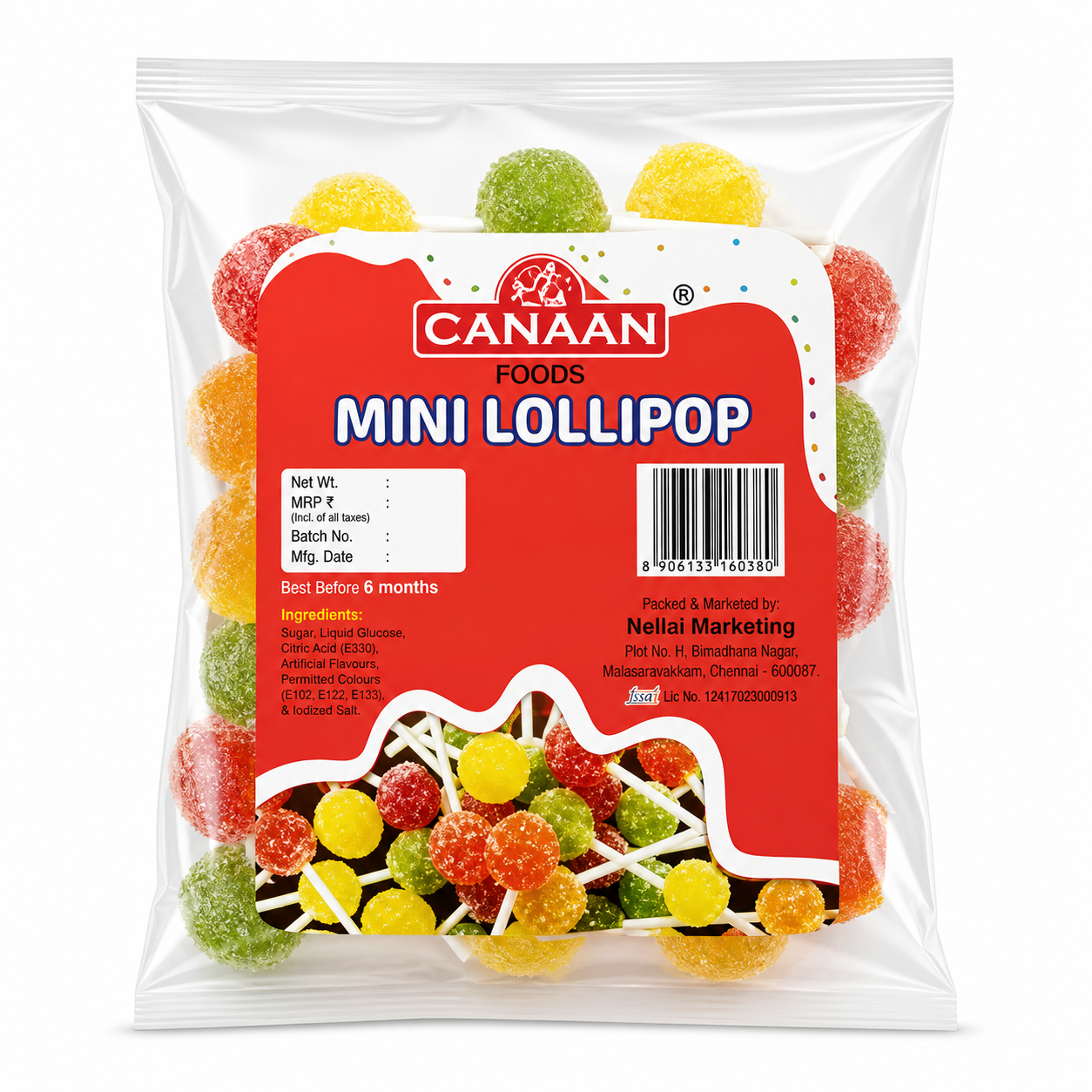 Canaan Mini Lollipop 15 Pcs Pack | Real Fruit Flavour Candy for Kids & Parties | Colorful Treats for School Snacks, Travel & Gifting