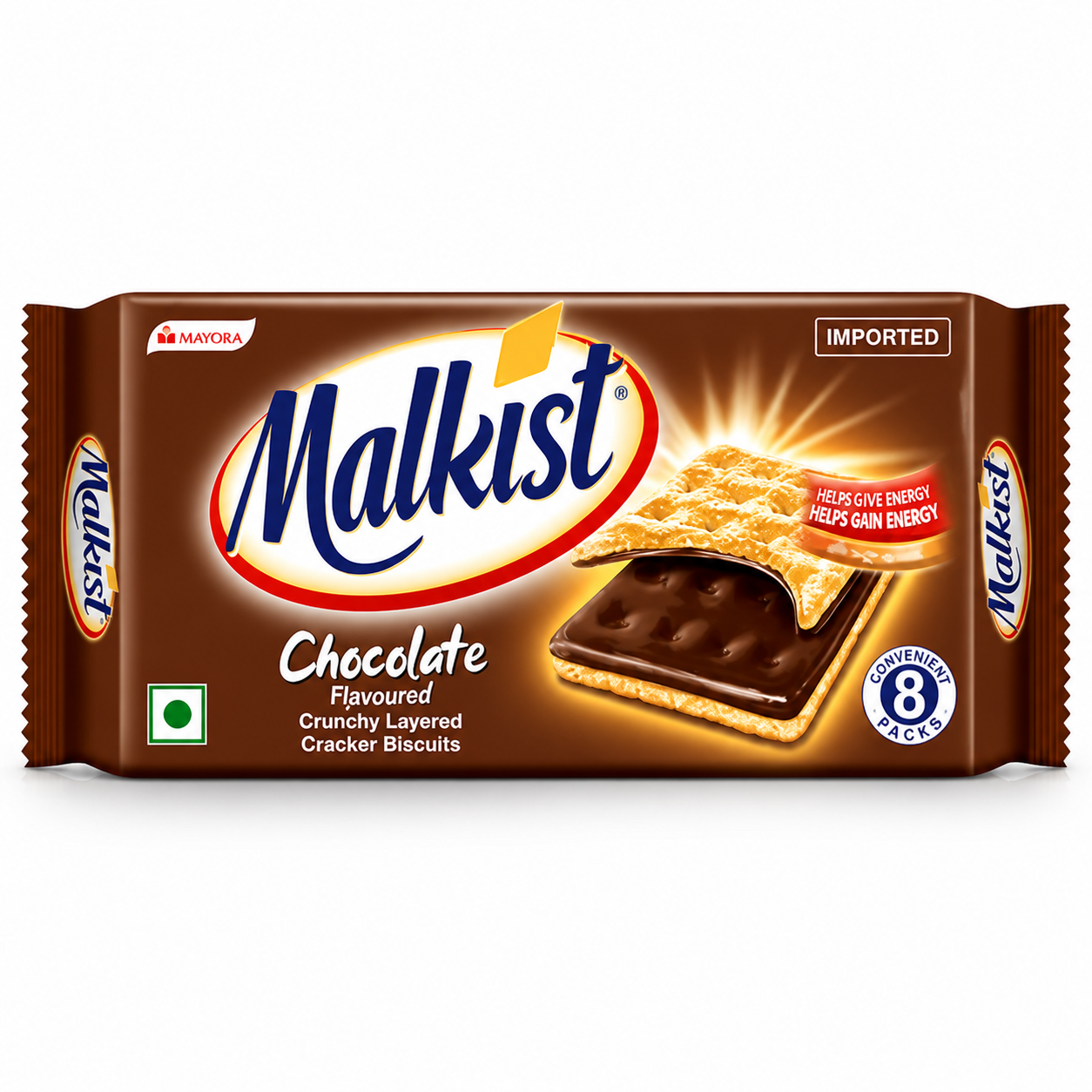 Malkist Chocolate Flavoured Biscuits 144G | Crunchy Layered Crackers with Rich Chocolate Filling – Tea-Time Snack & On-the-Go Treat