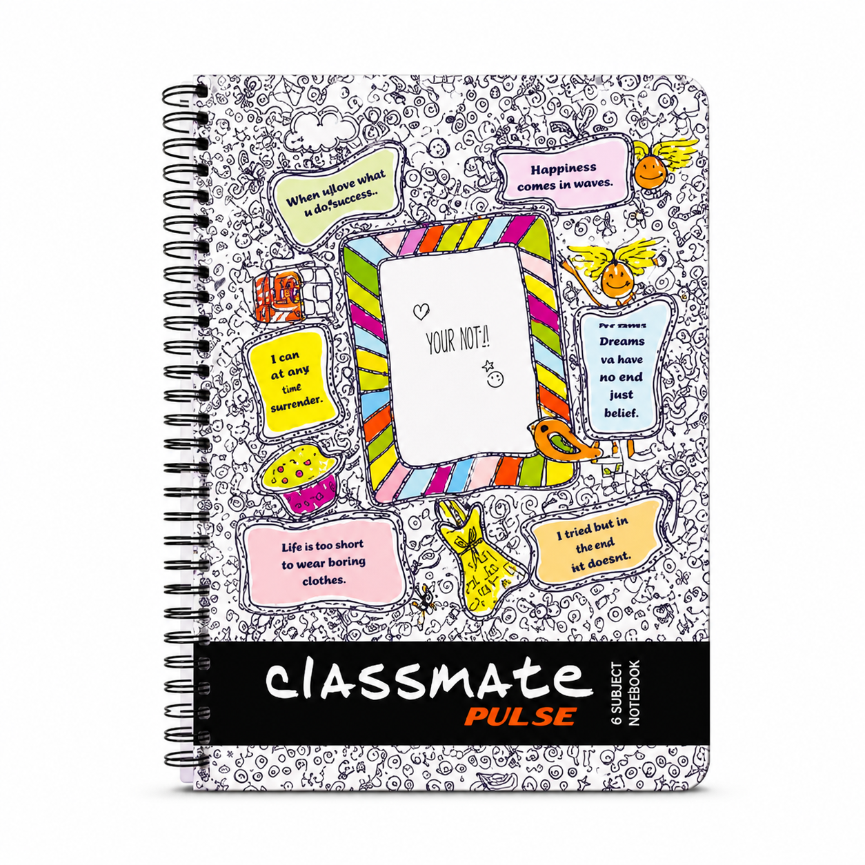 Classmate Pulse 6 Subject Single Line Notebook 302 Pages | Spiral Ruled Notebook for Students – Organized Notes, Smooth Writing & Durable Cover