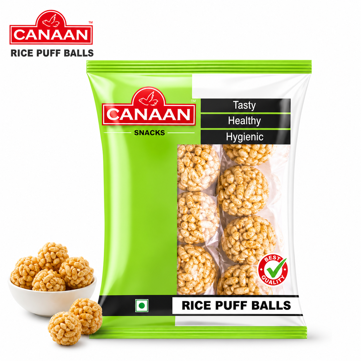 Canaan Rice Puff Balls | Healthy Crispy Puffed Rice Snack | Light & Crunchy Tea-Time Treat for Kids & Family