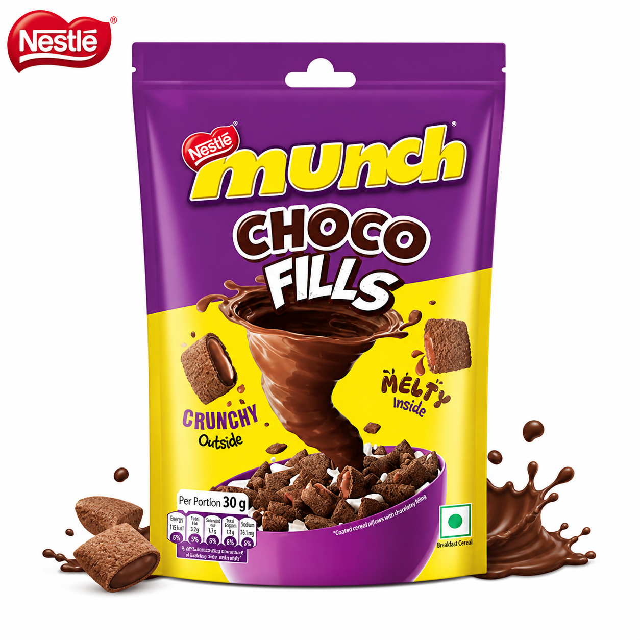 Nestle Munch Choco Fills 30g | Crunchy Chocolate Filled Cereal Snack | Melty Choco Bites for Kids, Breakfast & On-the-Go Treat