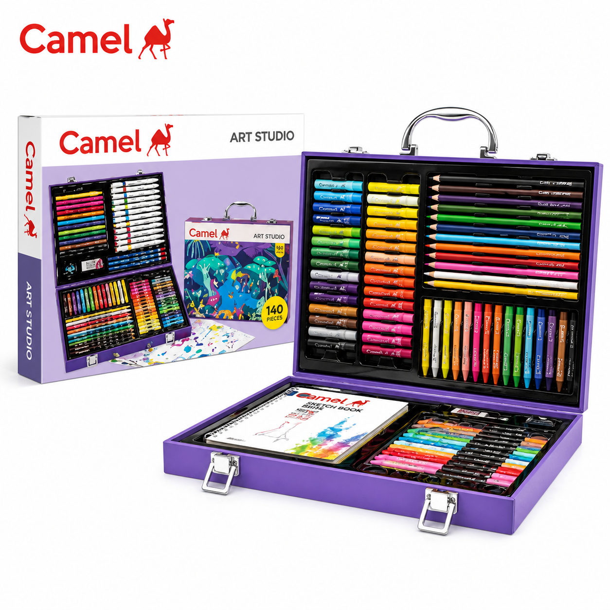 Camel Drawing Kit Art Studio Set | 45+ Pieces Creative Kit with Colors & Tools | Ideal for Kids, Students & Beginners